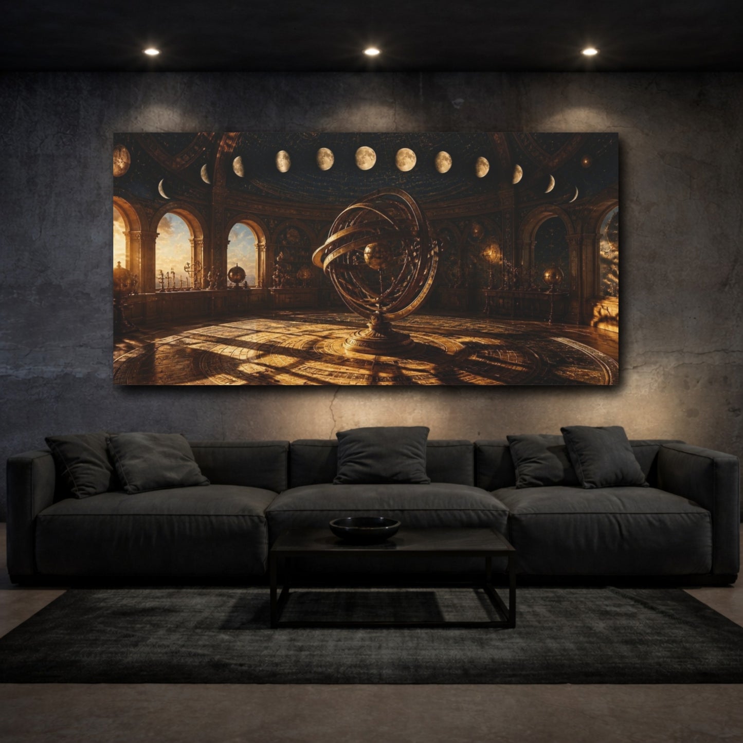 Mockup 3. Golden Armillary Sphere shown as canvas print