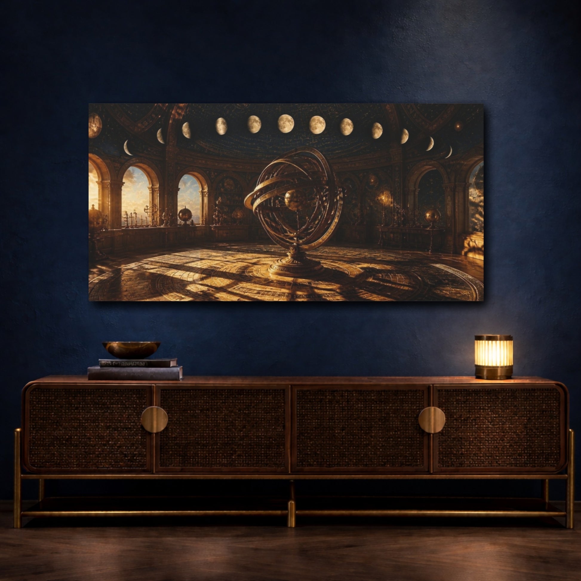 Mockup 4. Golden Armillary Sphere shown as canvas print