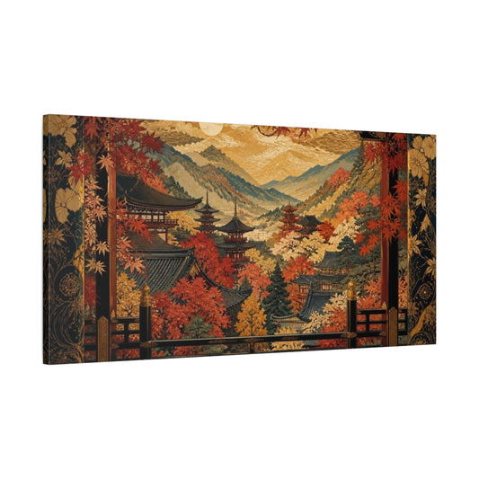 Main Mockup. Golden Autumn Temple Valley shown as canvas print