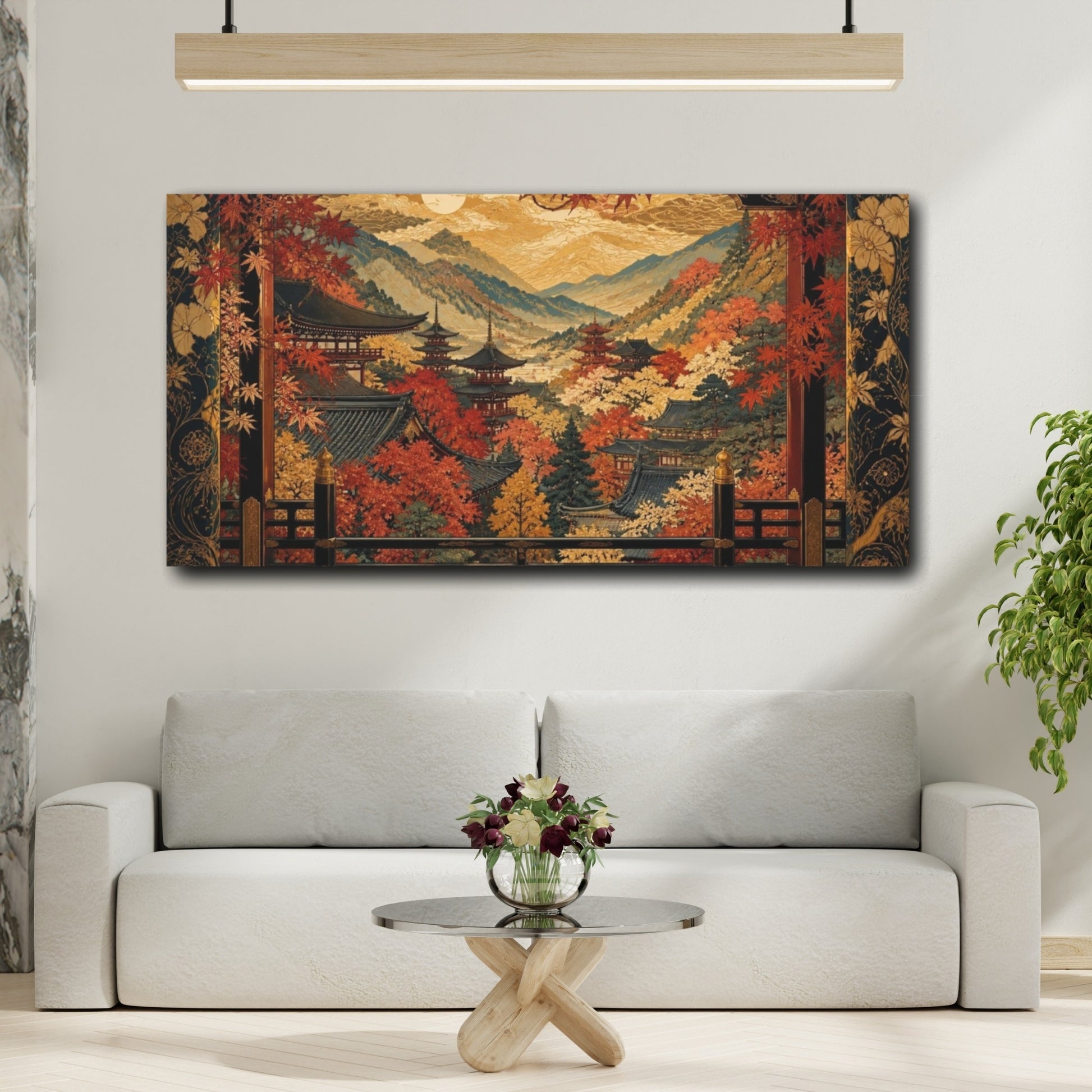Mockup 2. Golden Autumn Temple Valley shown as canvas print