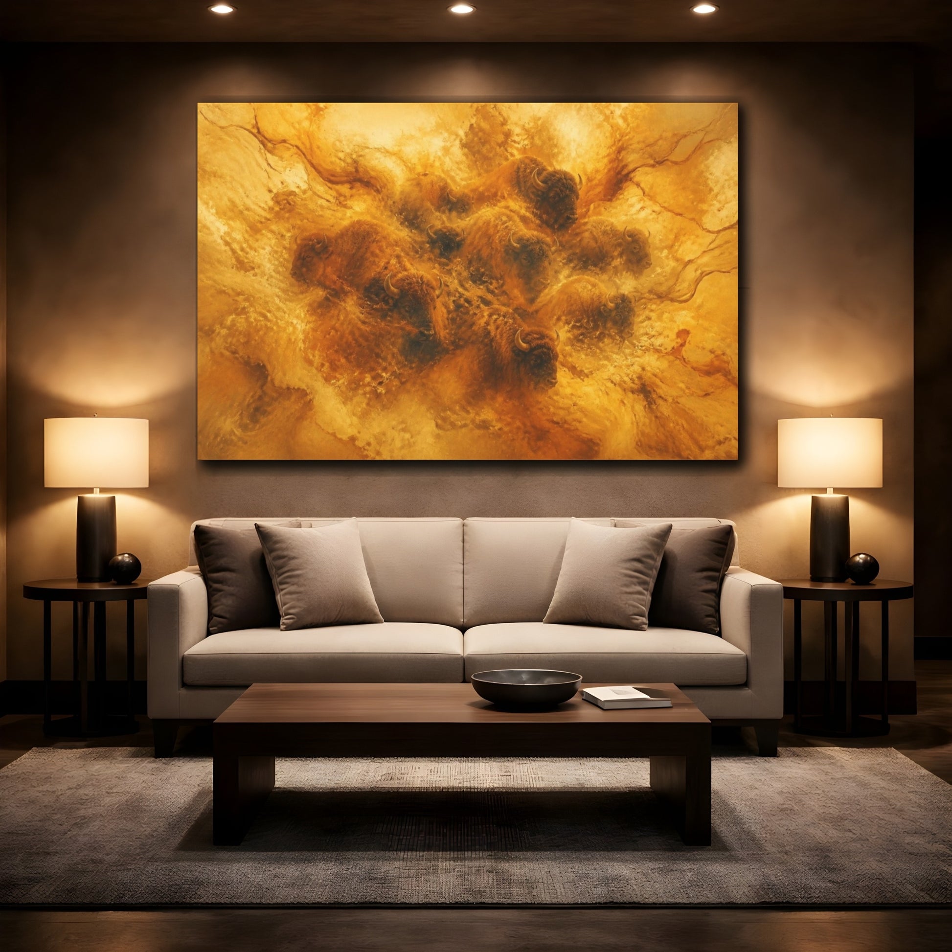 Mockup 2. Golden Bison Herd shown as canvas print