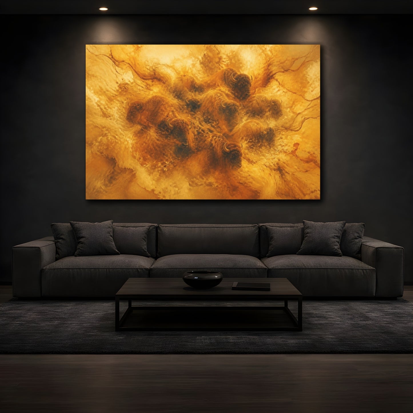 Mockup 3. Golden Bison Herd shown as canvas print