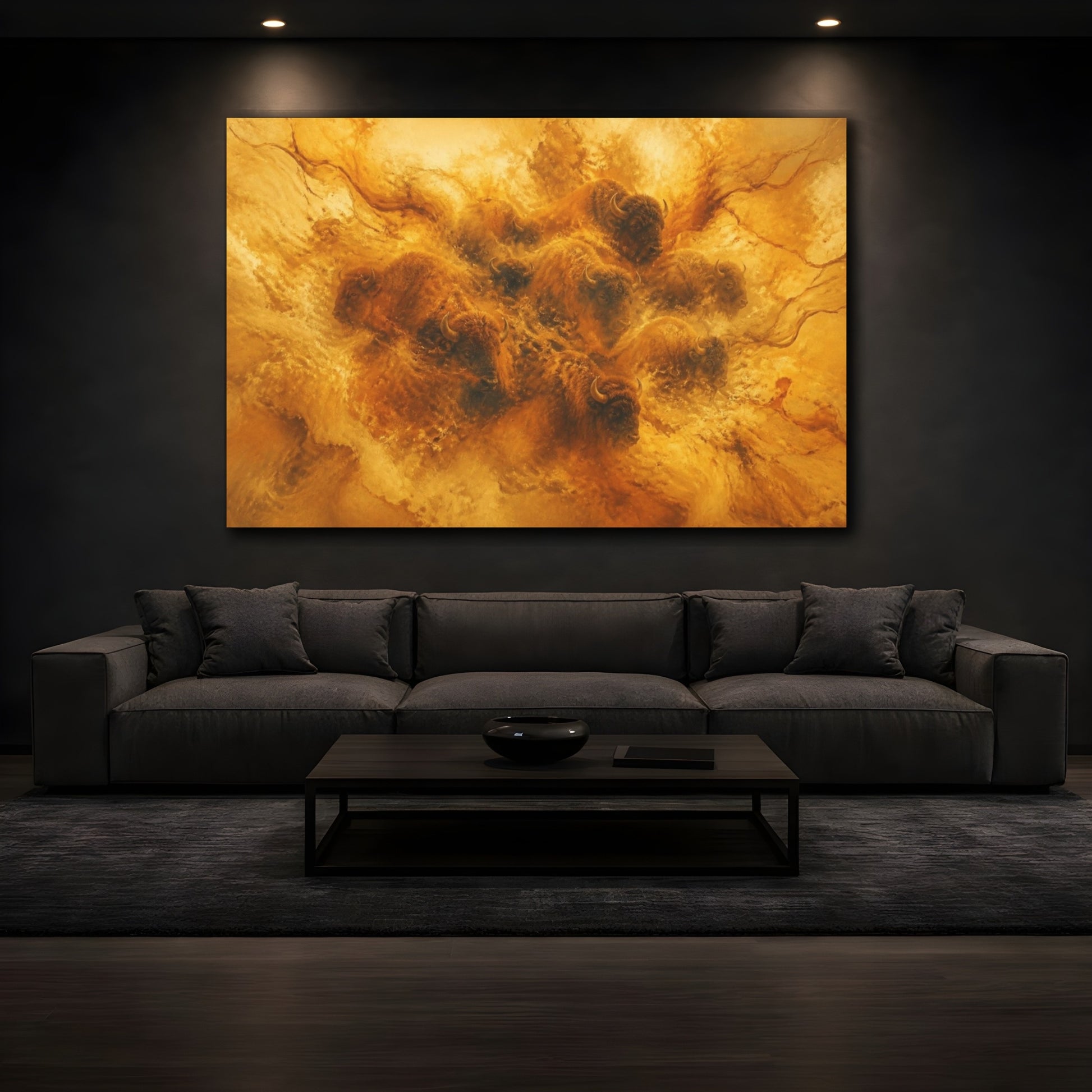 Mockup 3. Golden Bison Herd shown as canvas print