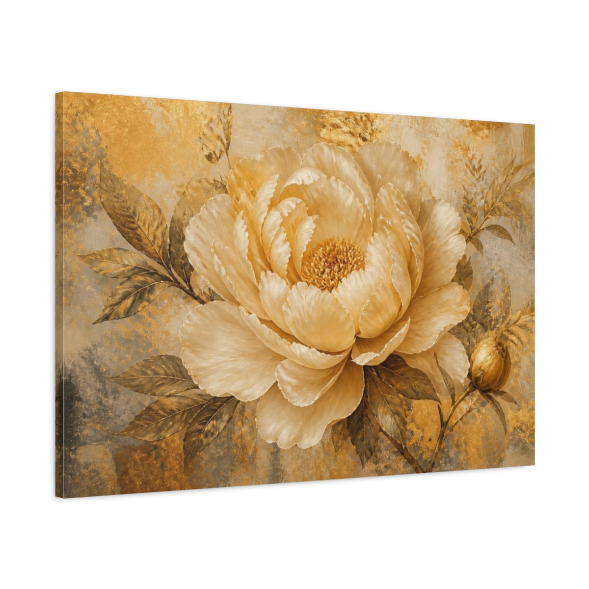 Main Mockup. Golden Champagne Peony shown as canvas print