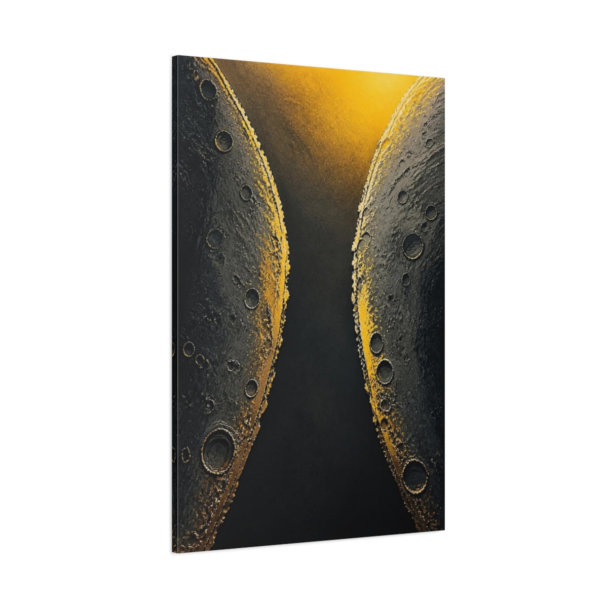 Side Mockup 1. Golden Crater Rims shown as canvas print