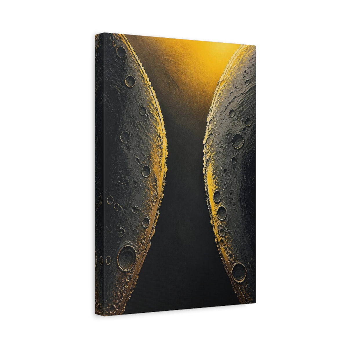 Side Mockup 4. Golden Crater Rims shown as canvas print