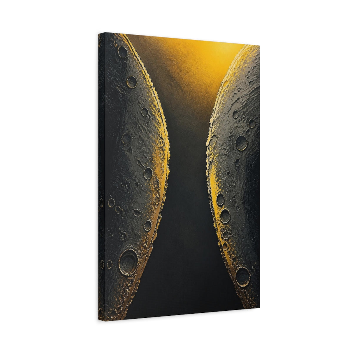 Side Mockup 3. Golden Crater Rims shown as canvas print