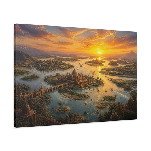 Main Mockup. Golden Delta Palaces shown as canvas print