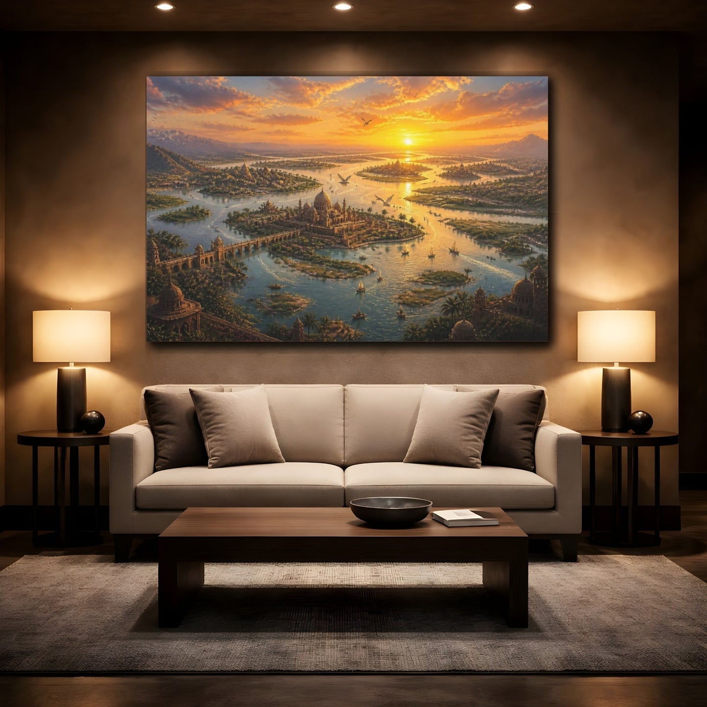 Mockup 2. Golden Delta Palaces shown as canvas print