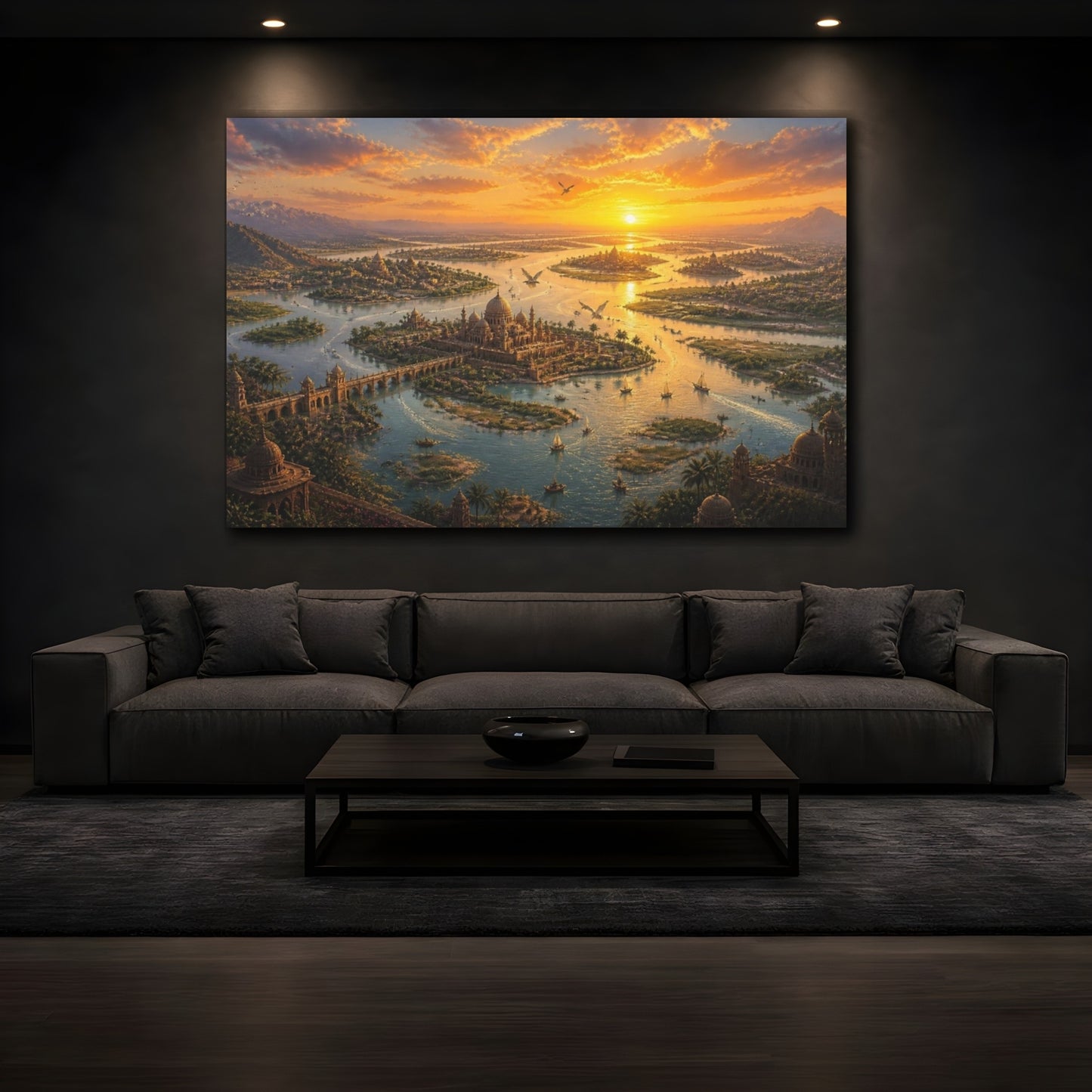 Mockup 3. Golden Delta Palaces shown as canvas print