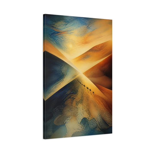 Main Mockup. Golden Desert Caravan shown as canvas print