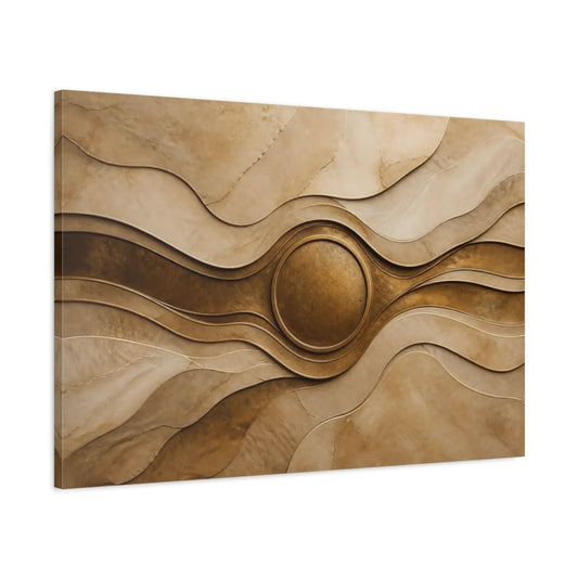 Golden Disc Wave Canvas Print – Living Room, Above Couch - YesArtYes