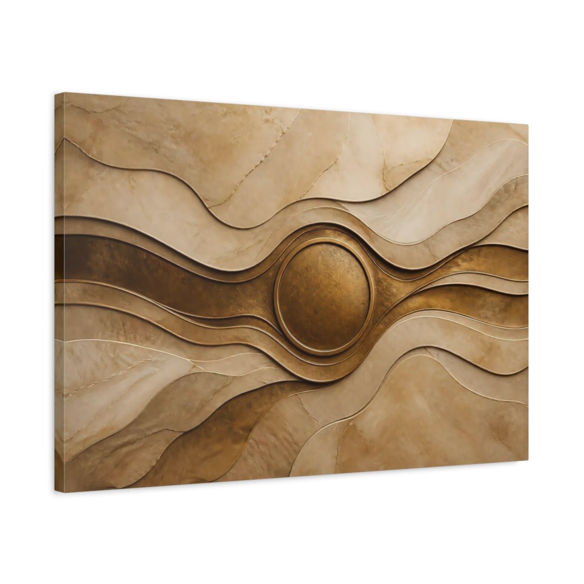 Golden Disc Wave Canvas Print – Living Room, Above Couch - YesArtYes