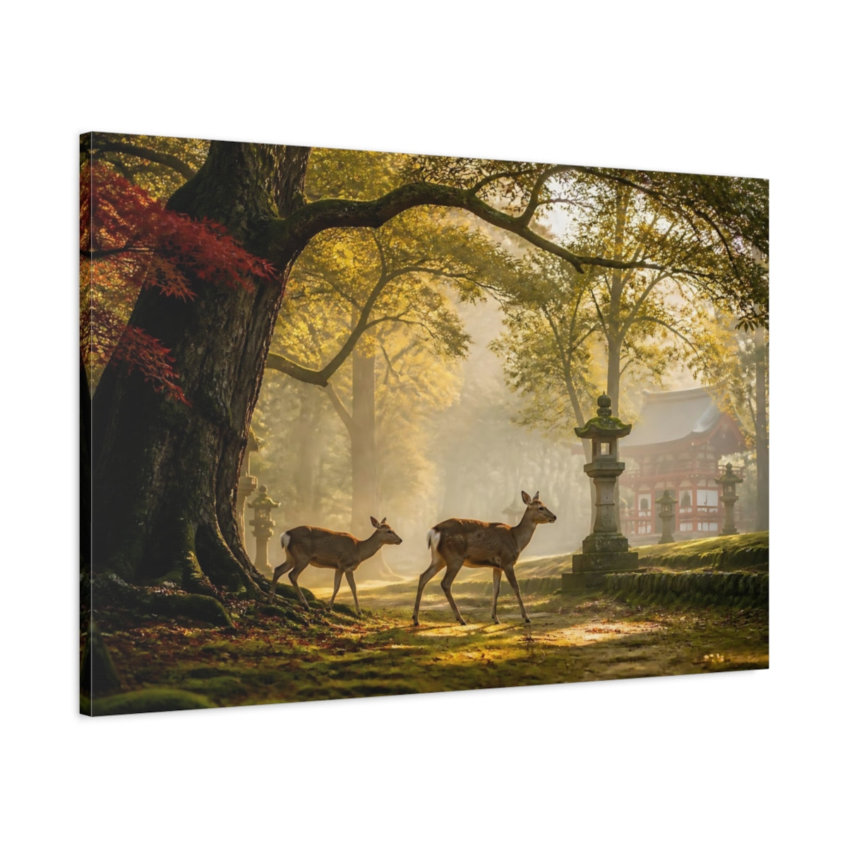 Main Mockup. Golden Forest Deer shown as canvas print