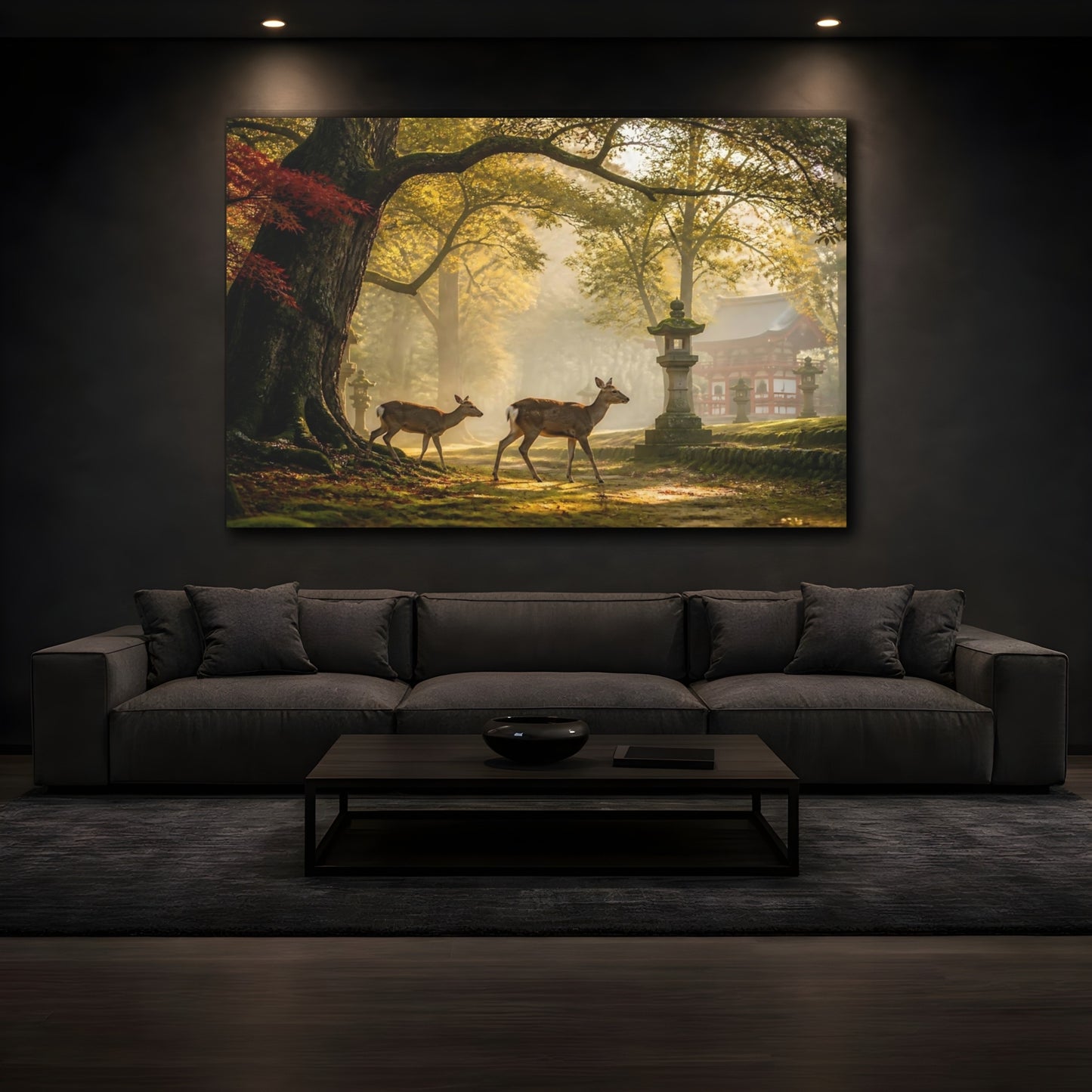 Mockup 3. Golden Forest Deer shown as canvas print