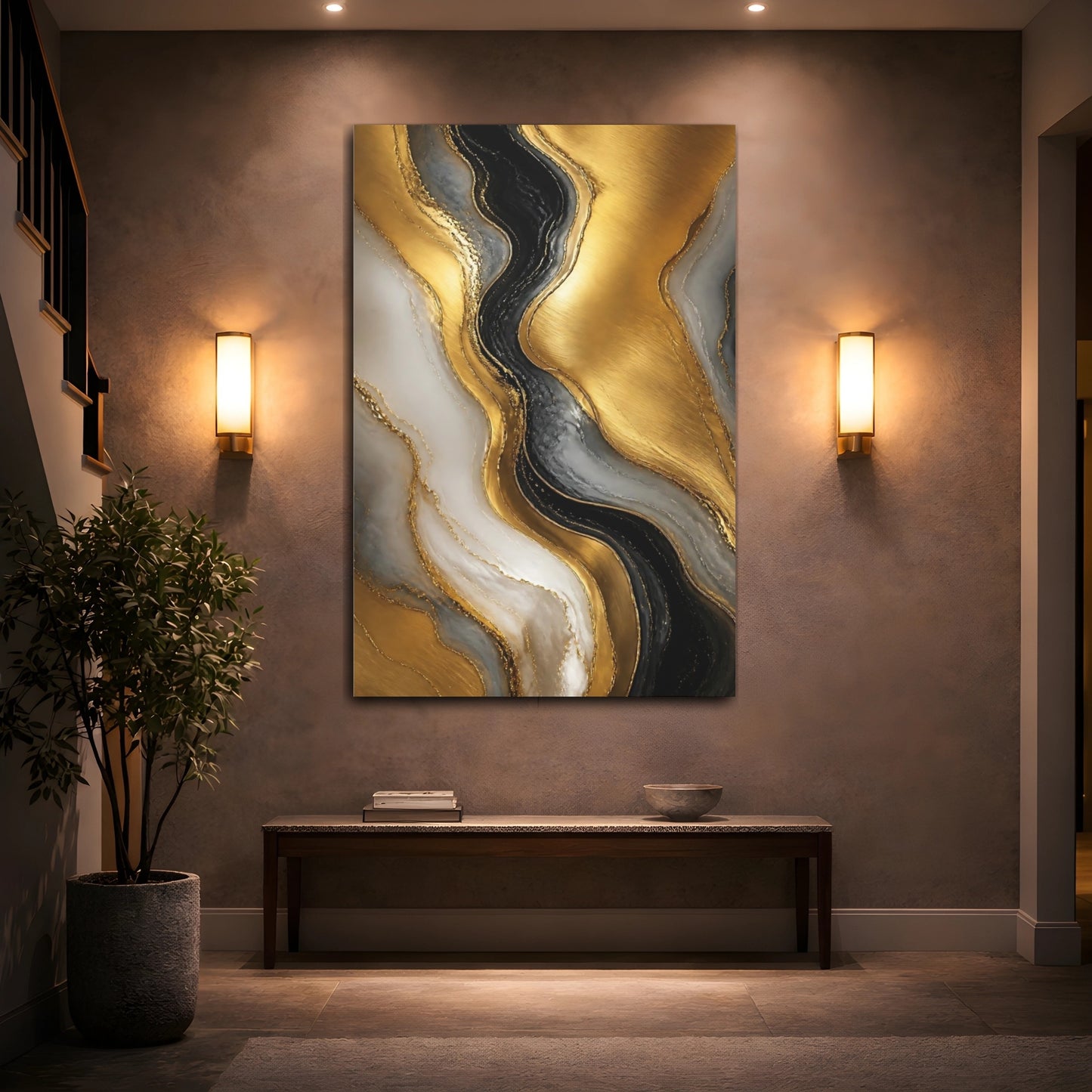 Mockup 2. Golden Geode Veins shown as canvas print