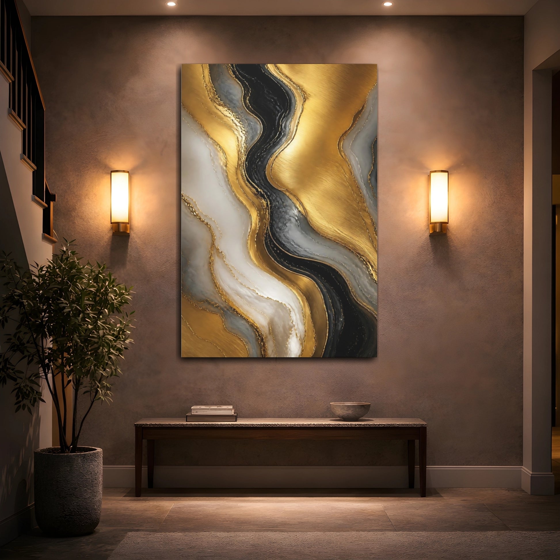 Mockup 2. Golden Geode Veins shown as canvas print