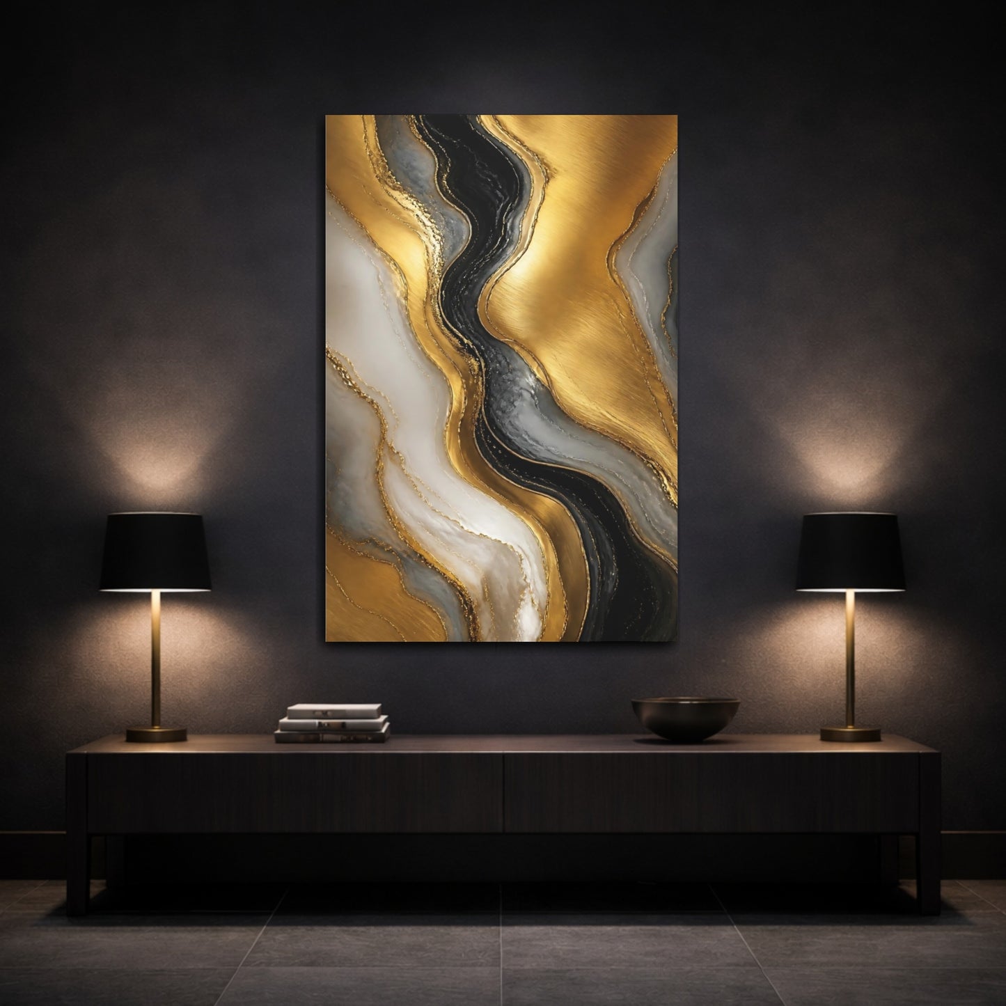Mockup 3. Golden Geode Veins shown as canvas print