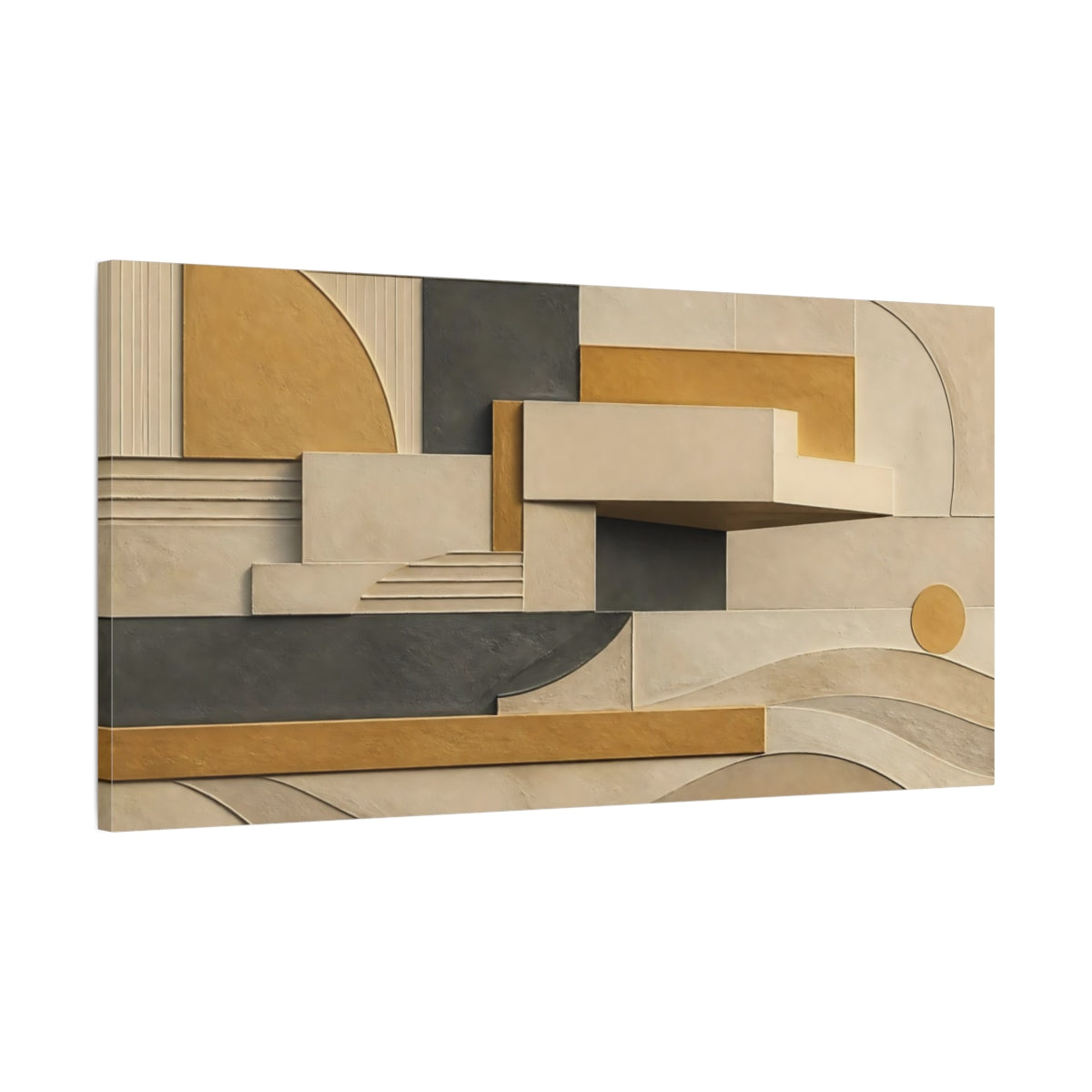 Main Mockup. Golden Geometric Relief shown as canvas print