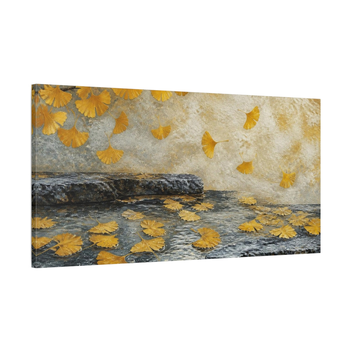 Main Mockup. Golden Ginkgo Nature Scene shown as canvas print