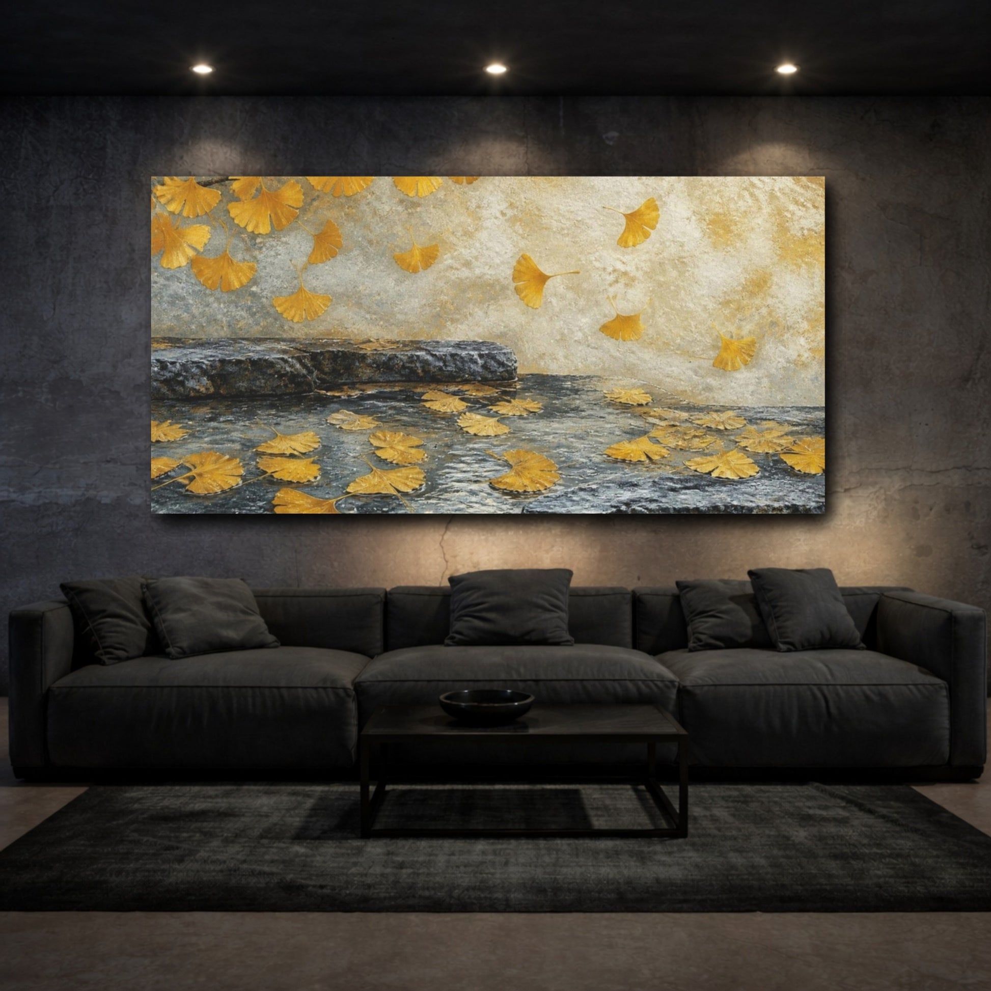 Mockup 3. Golden Ginkgo Nature Scene shown as canvas print