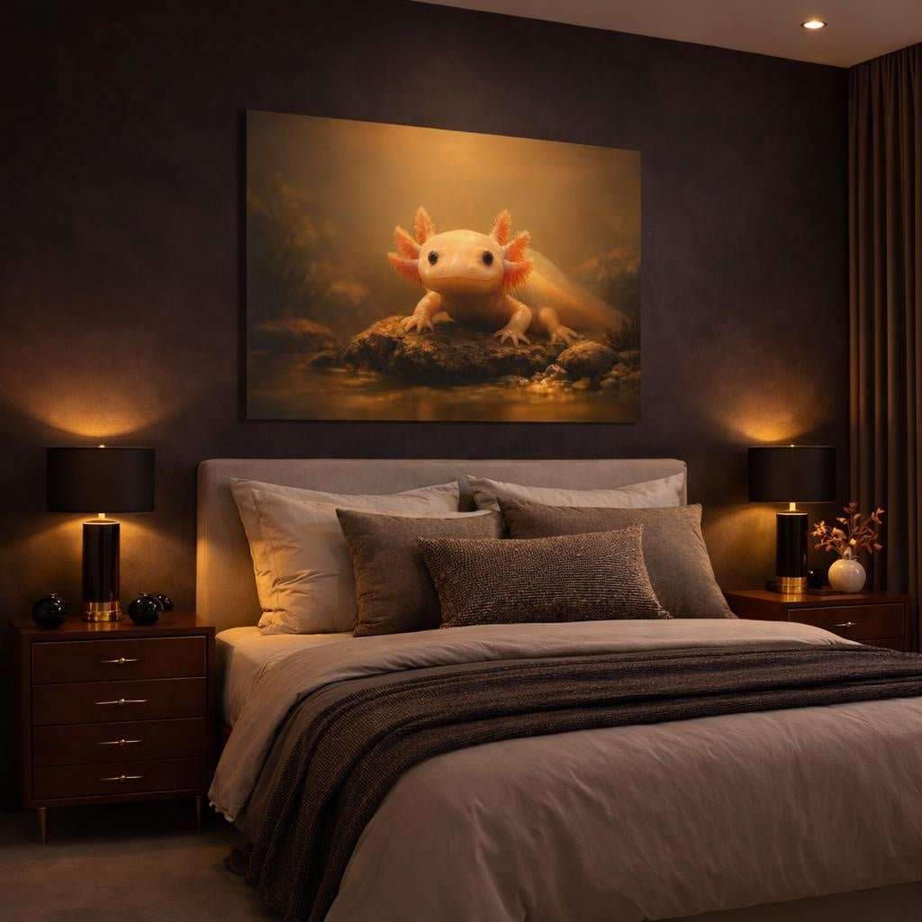 Golden Glow Axolotl Animals - Canvas Wall Art Print - YesArtYes