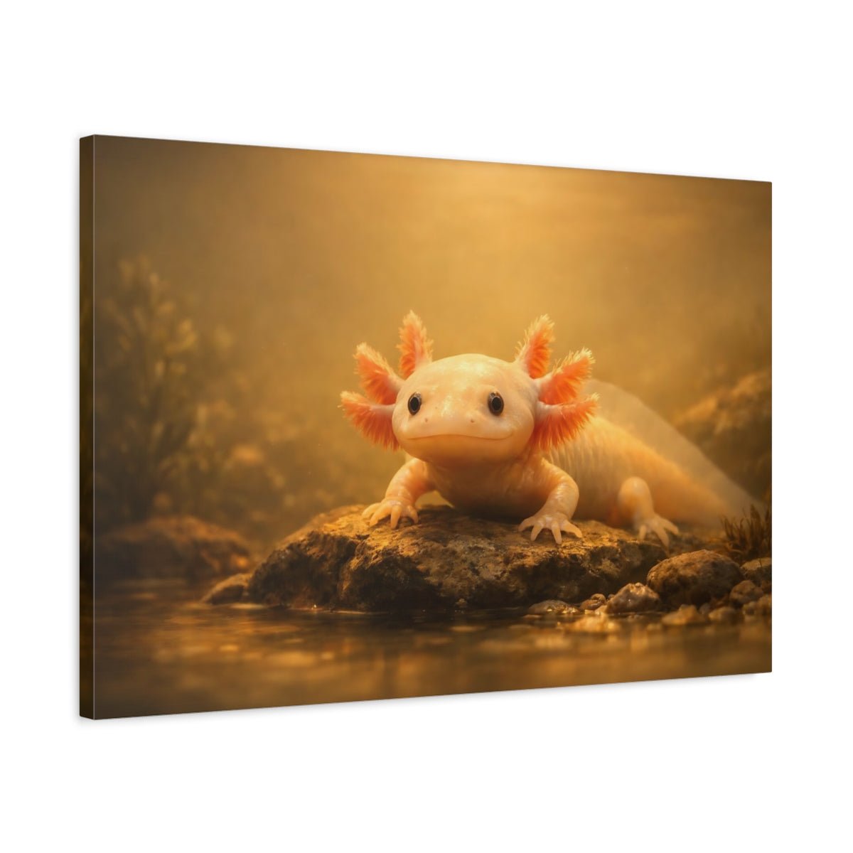 Golden Glow Axolotl Animals - Canvas Wall Art Print - YesArtYes