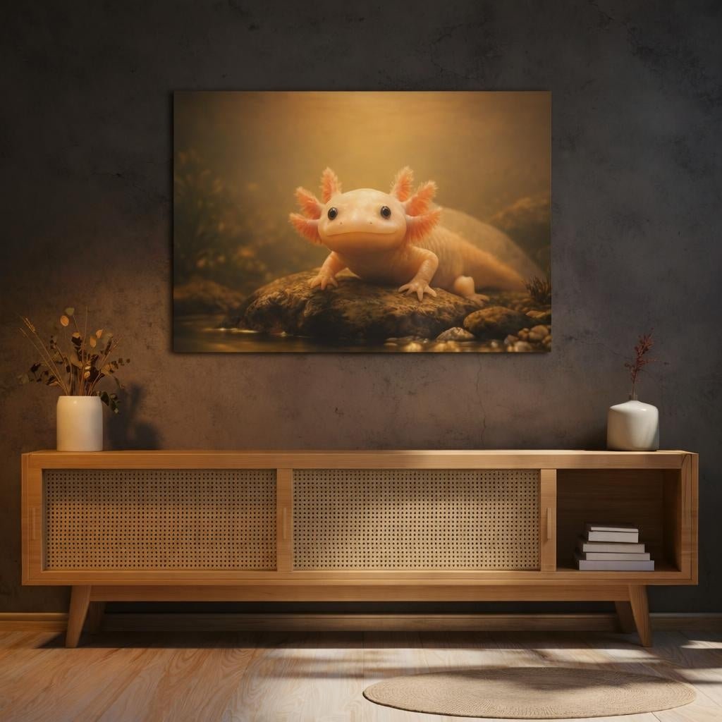 Golden Glow Axolotl Animals - Canvas Wall Art Print - YesArtYes