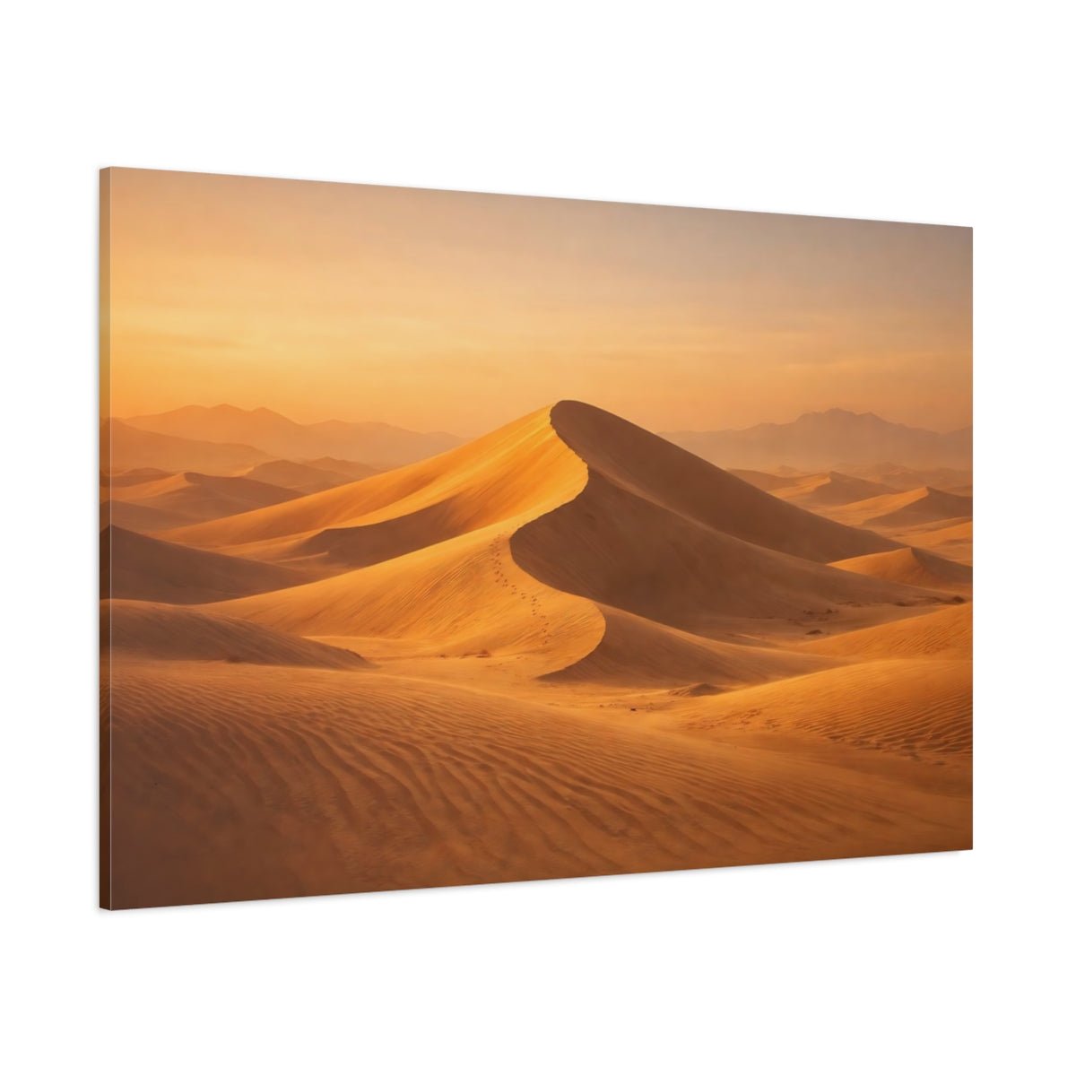 Golden Glow Desert Dunes Canvas Wall Art Print – Realistic Living Room, Above Sofa - YesArtYes