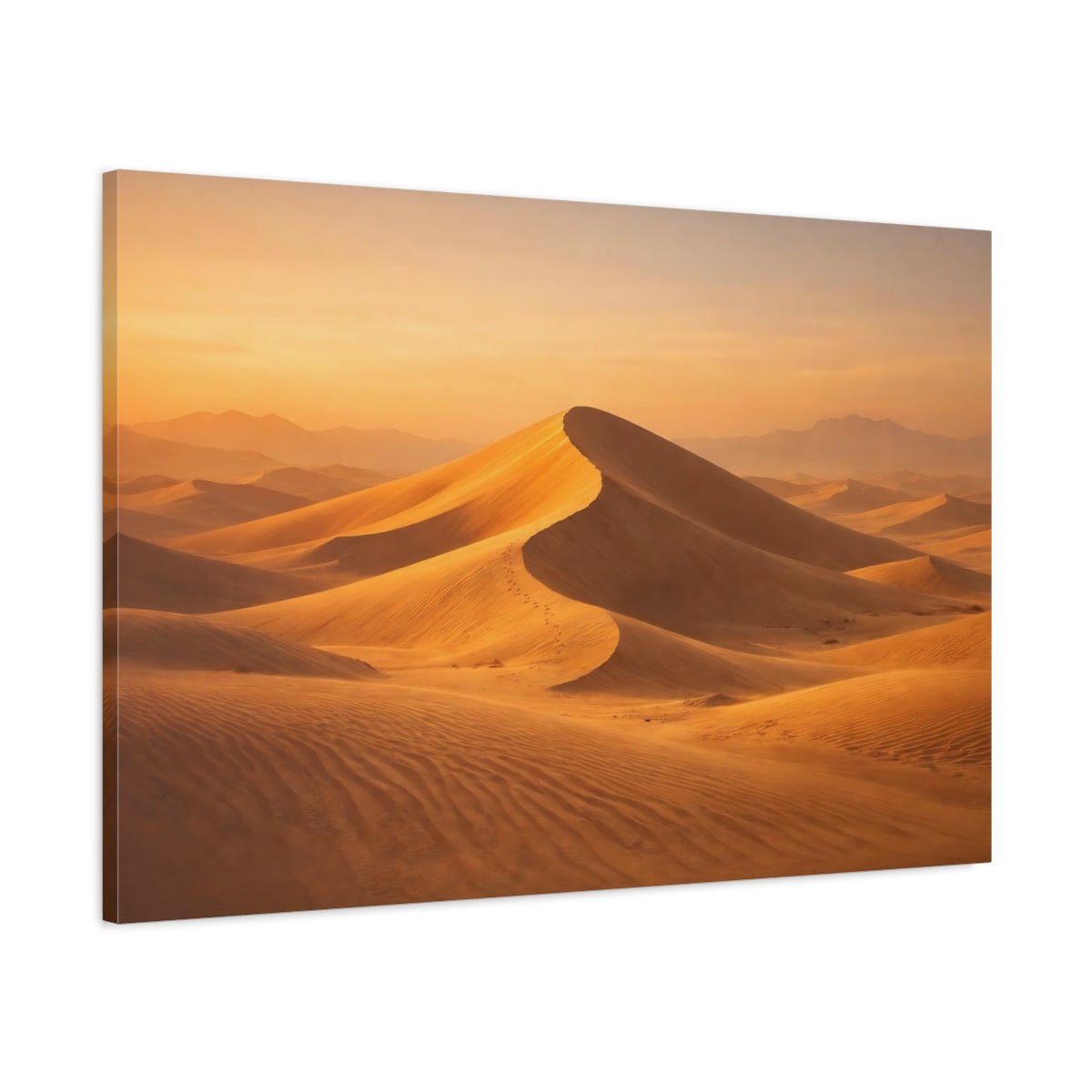 Golden Glow Desert Dunes Canvas Wall Art Print – Realistic Living Room, Above Sofa - YesArtYes