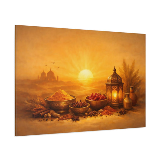 Golden Glow Spice Art shown as stretched canvas wall art