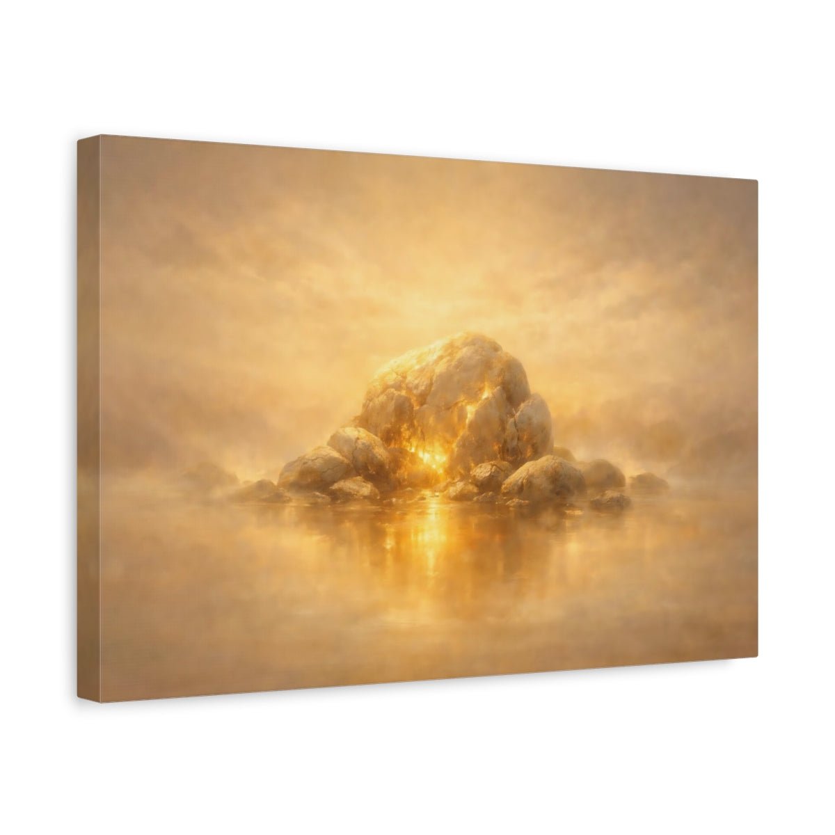 Golden Glow Stone Texture Glowing Rock Abstract - Canvas Wall Art Print - YesArtYes