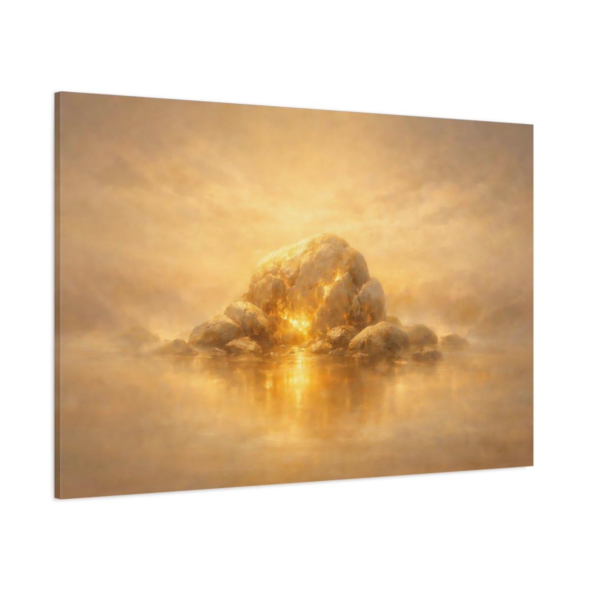 Golden Glow Stone Texture Glowing Rock Abstract - Canvas Wall Art Print - YesArtYes