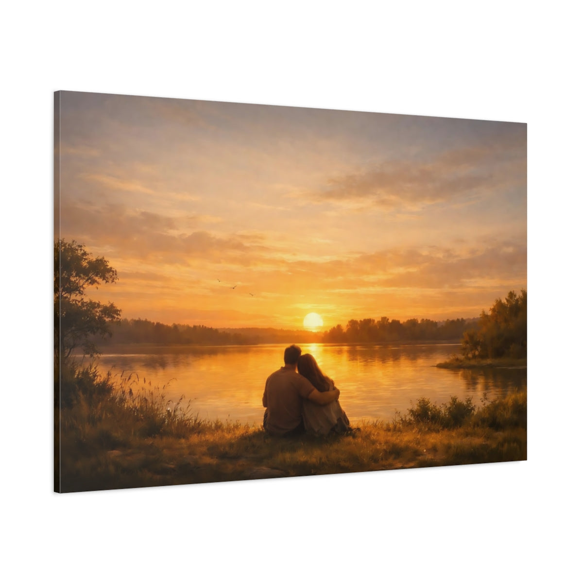 Main Mockup. Golden Glow Sunset shown as stretched canvas wall art