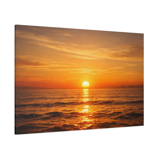 Golden Glow Sunset Ocean shown as stretched canvas wall art