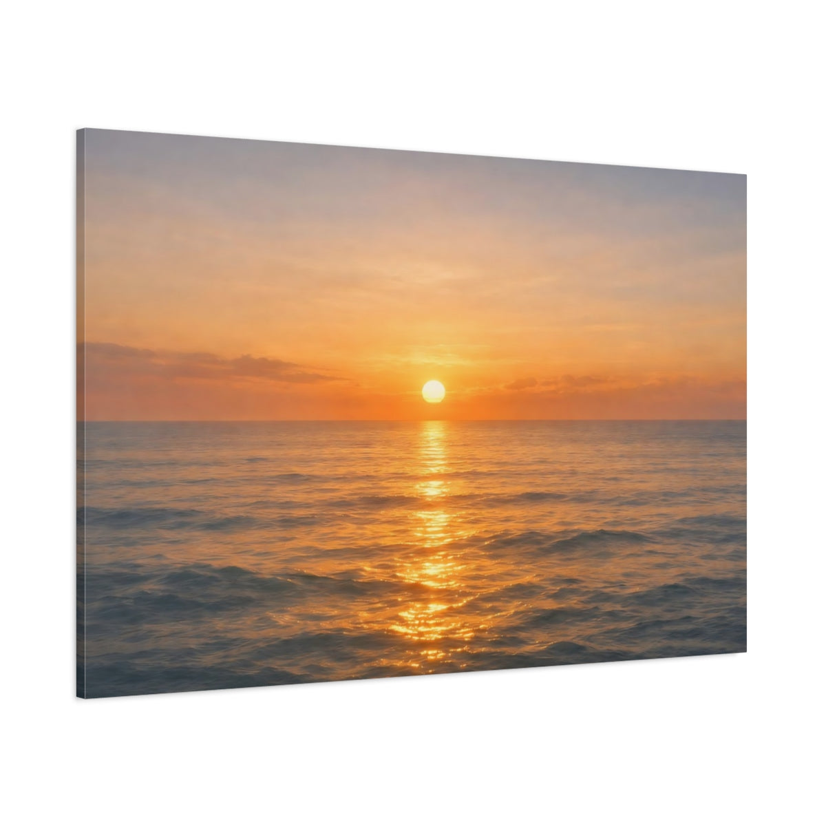 Golden Glow Sunset Ocean shown as stretched canvas wall art