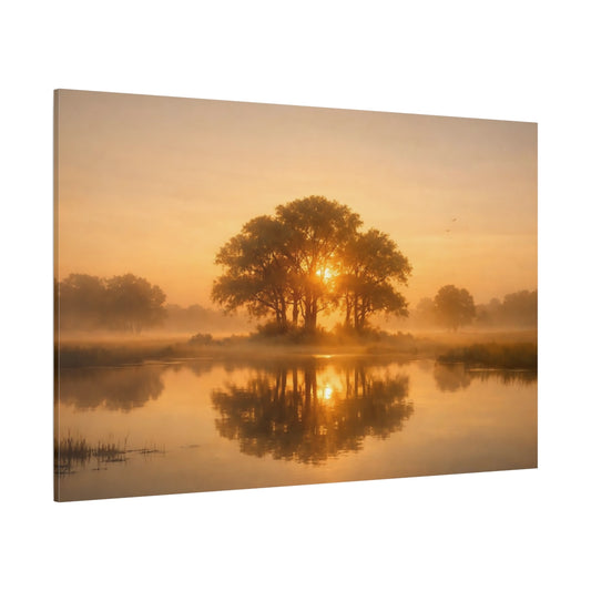 Golden Glow Trees Tranquil shown as stretched canvas wall art