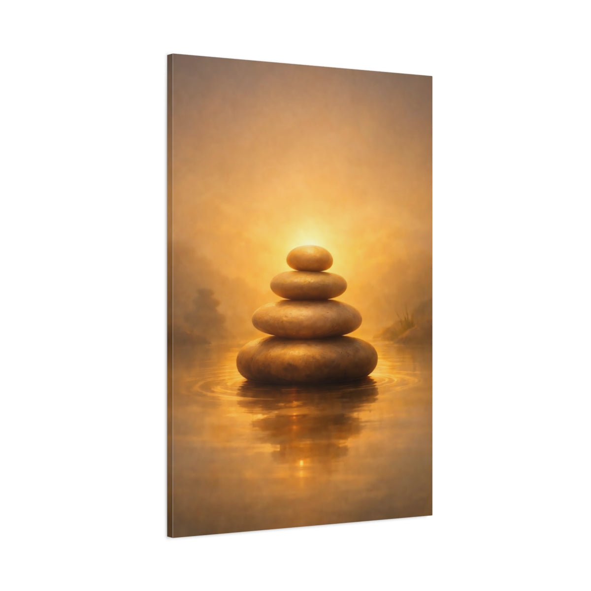 Golden Glow Zen Stones shown as stretched canvas wall art