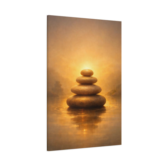 Golden Glow Zen Stones shown as stretched canvas wall art