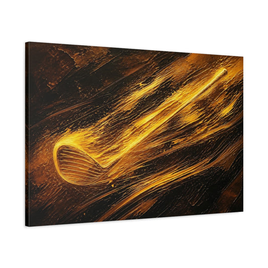 Main Mockup. Golden Golf Motion shown as canvas print