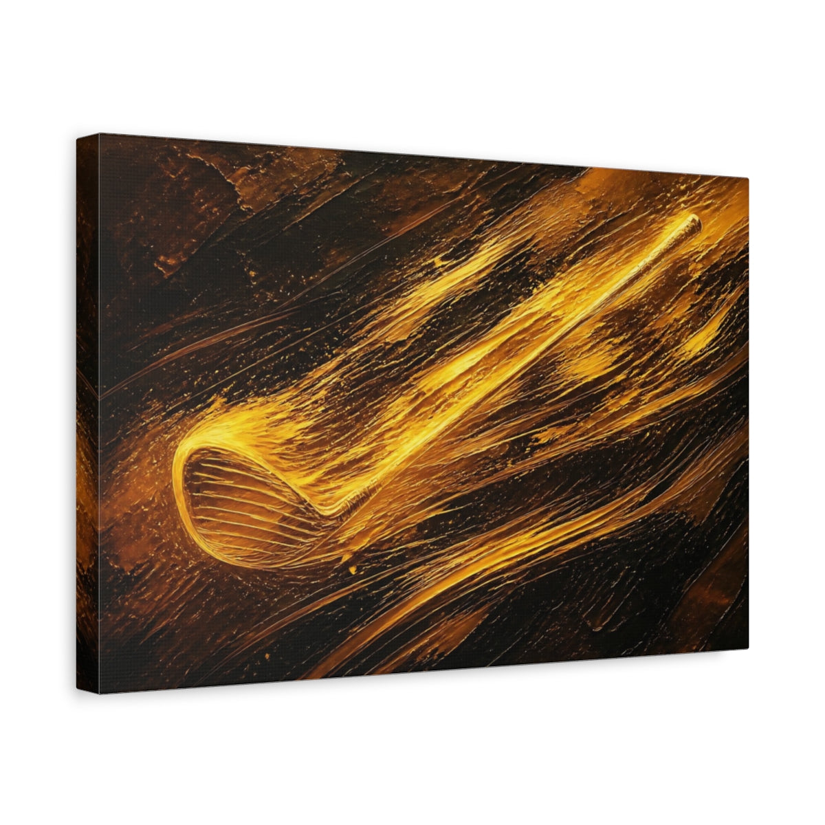 Side Mockup 4. Golden Golf Motion shown as canvas print