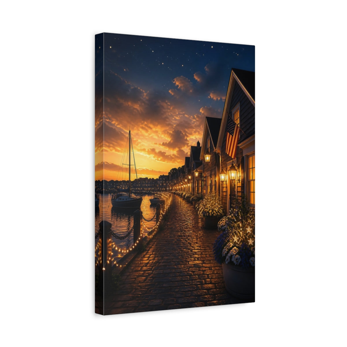 Side Mockup 4. Golden Harbor Walkway shown as canvas print