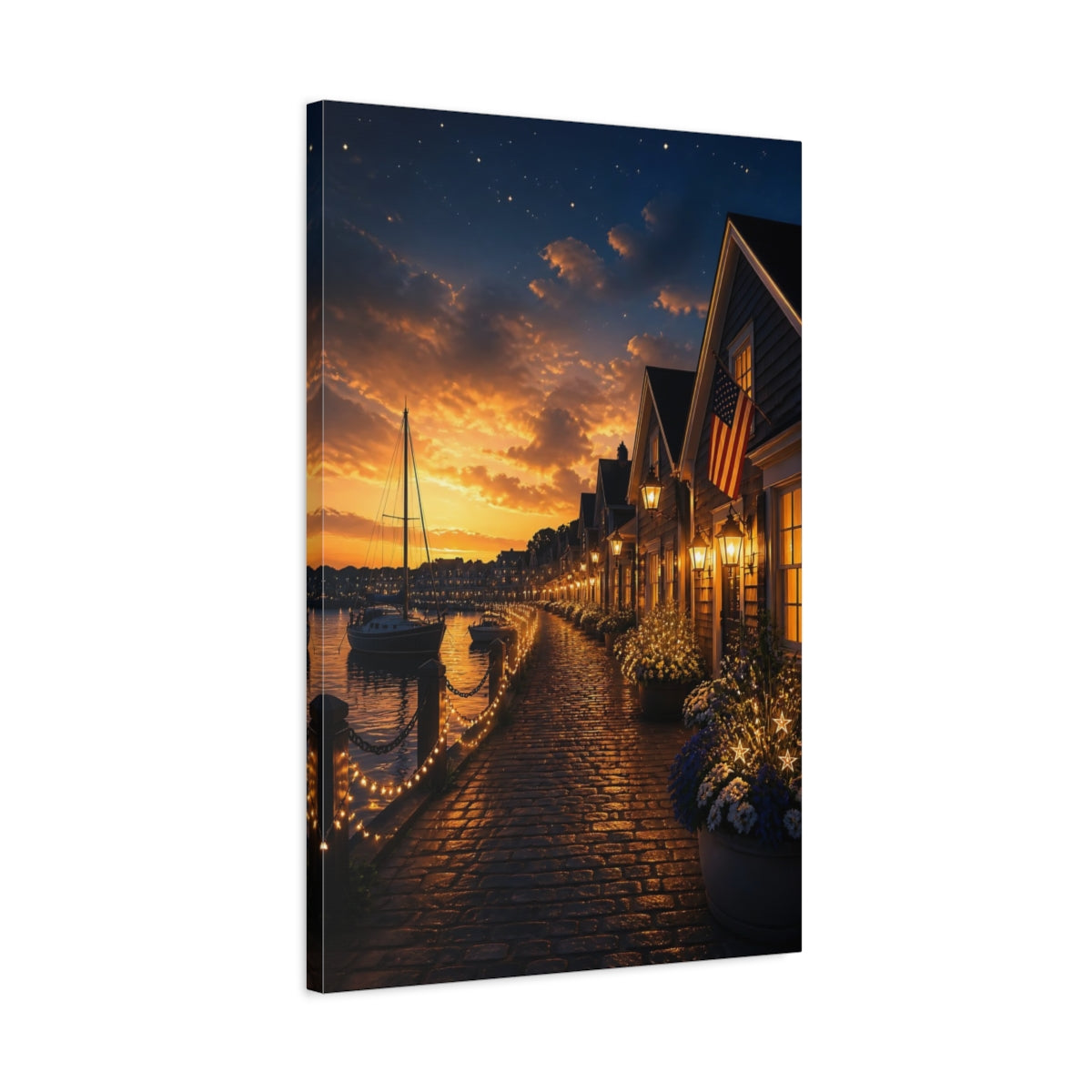 Side Mockup 2. Golden Harbor Walkway shown as canvas print