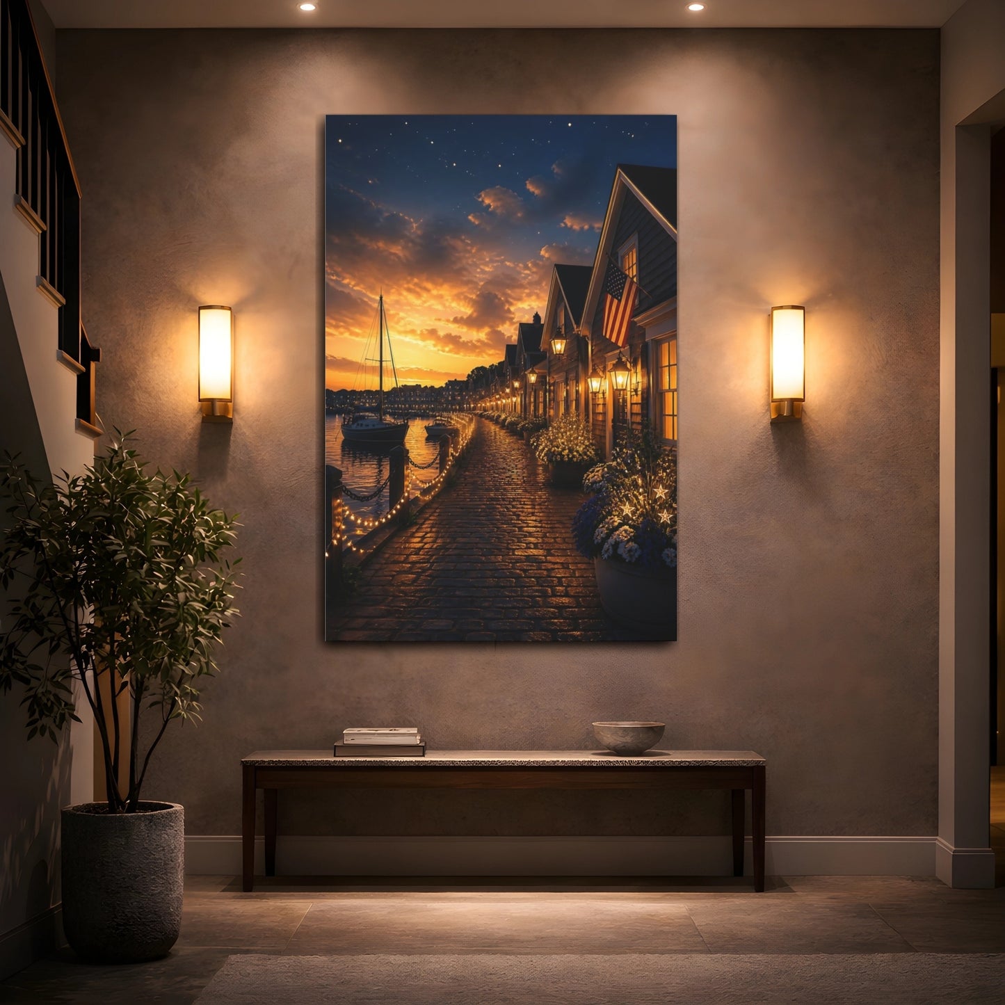 Mockup 2. Golden Harbor Walkway shown as canvas print