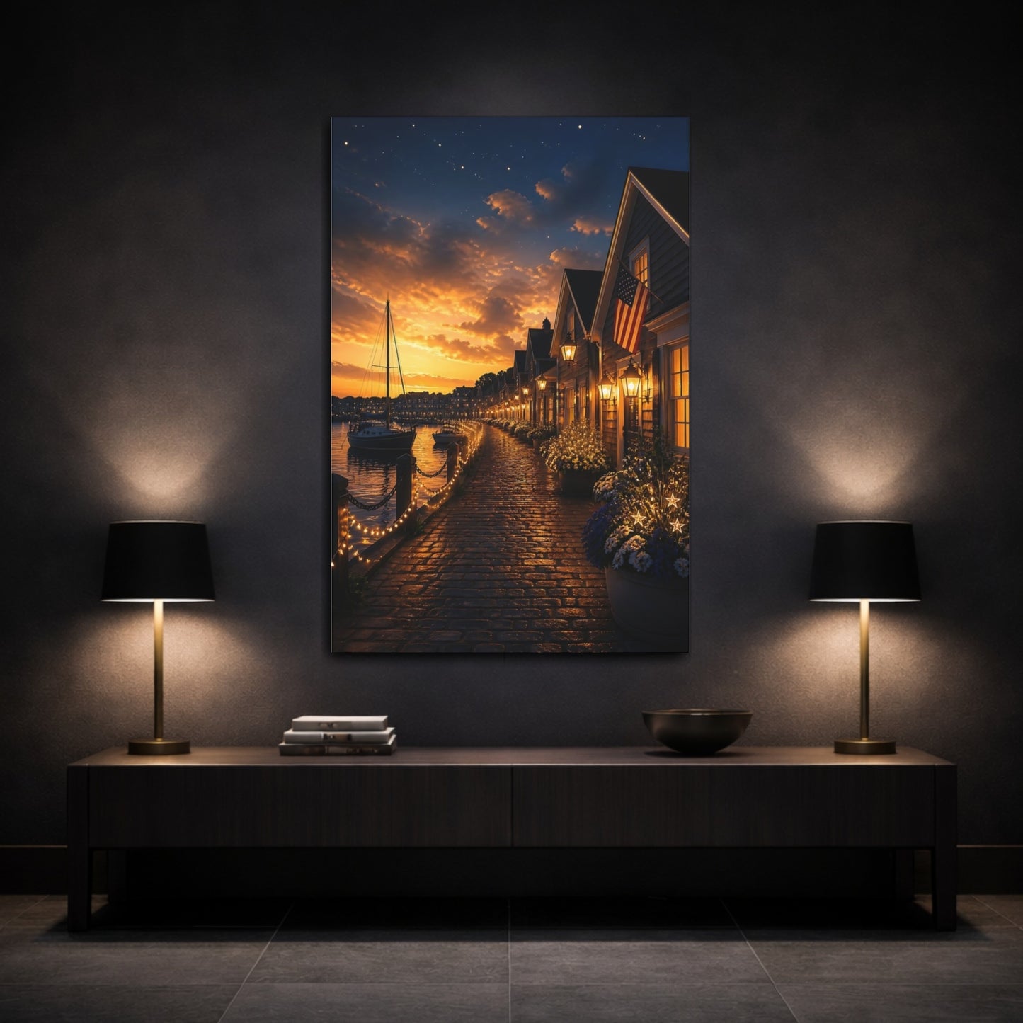 Mockup 3. Golden Harbor Walkway shown as canvas print