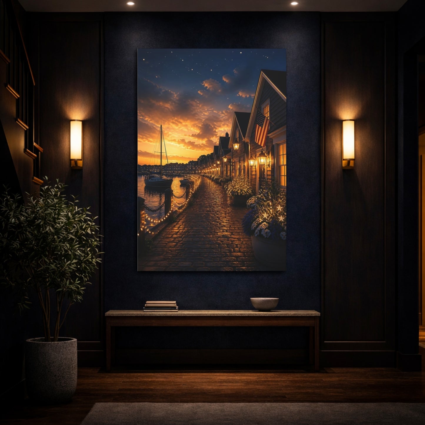 Mockup 4. Golden Harbor Walkway shown as canvas print