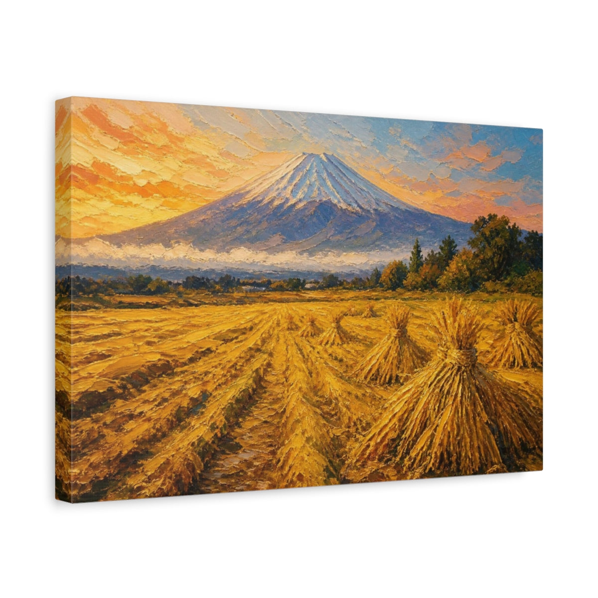 Side Mockup 4. Golden Harvest At Distant Peak shown as canvas print