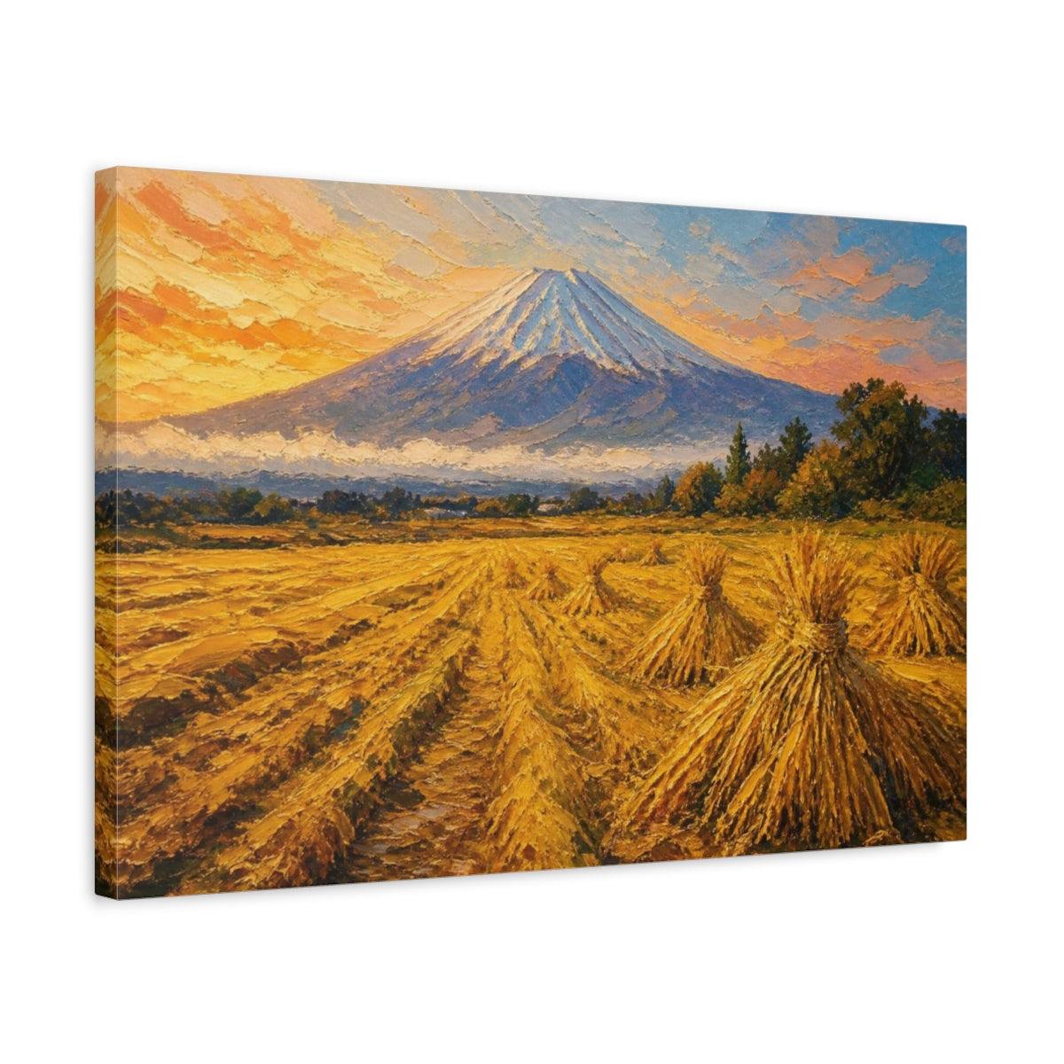 Side Mockup 3. Golden Harvest At Distant Peak shown as canvas print