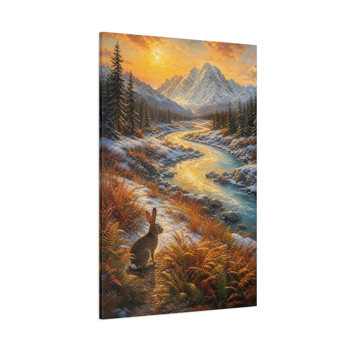 Golden Hour Oil Painting With Nostalgic Canvas Wall Art Print – realistic Living Room, Above Couch - YesArtYes