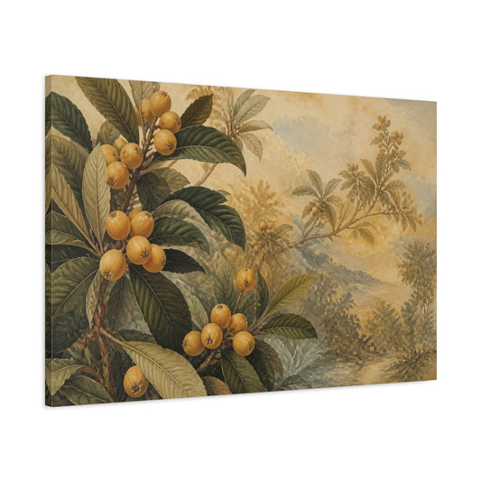 Main Mockup. Golden Loquat Branch shown as canvas print